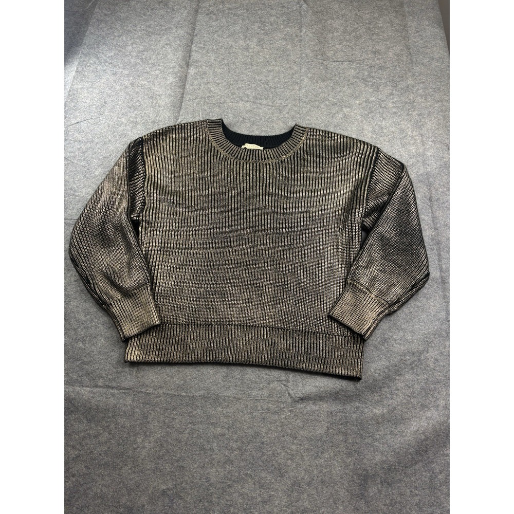 Farmers Market Chunky Knit Long Sleeve Preppy Class Gold coated Sweater Womens L